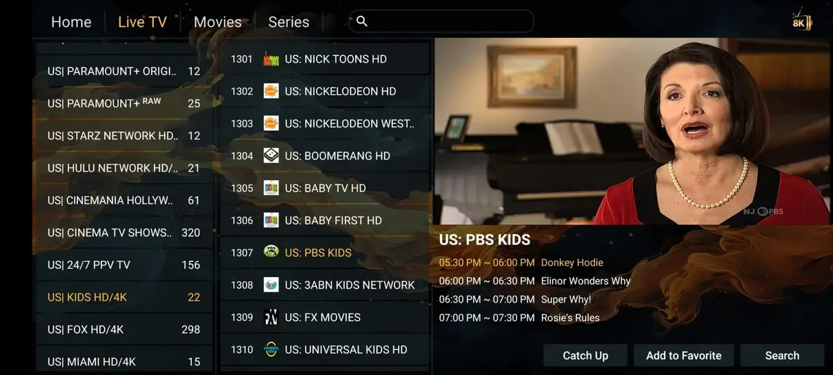NaxoTV IPTV electronic program guide interface preview